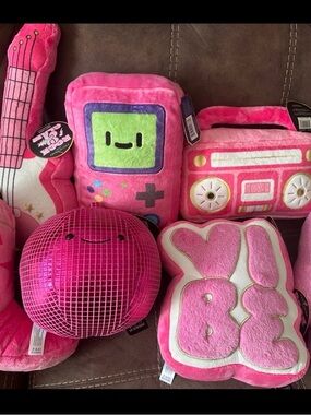 FAO Schwarz Pink Retro Gaming & Music Plush Pillow Set